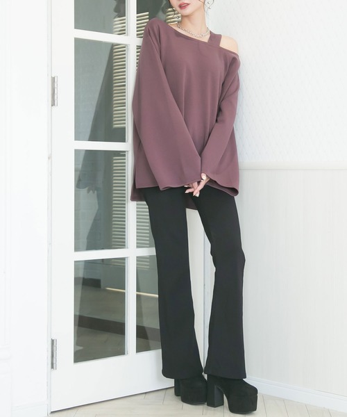 Newlyme（ニューリーミー）の「ワイドスリーブワンショルチュニックトップス（Tシャツ/カットソー・レディース・ブラック/ブラウン/ボルドー/パープル/アイボリー/ブルーグレー・MEDIUM/XX-LARGE/X-LARGE/LARGE）」の16枚目の写真