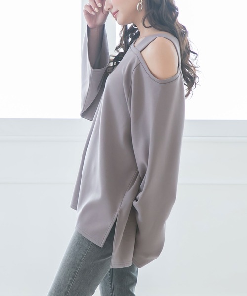 Newlyme（ニューリーミー）の「ワイドスリーブワンショルチュニックトップス（Tシャツ/カットソー・レディース・ブラック/ブラウン/ボルドー/パープル/アイボリー/ブルーグレー・MEDIUM/XX-LARGE/X-LARGE/LARGE）」の18枚目の写真