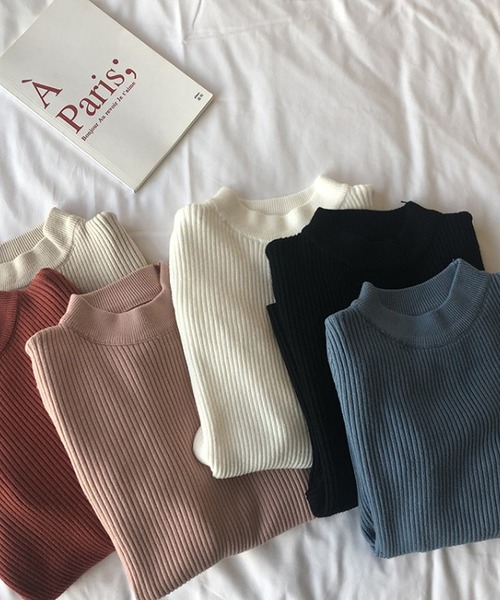 Ulysses（ユリシス）の「袖ボタン付きリブニット（ニット/セーター・レディース・ブラック/ホワイト/レッド/ベージュ/ブルー/ピンク・F）」の8枚目の写真