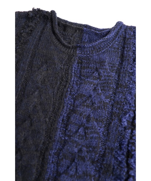 AlexanderLeeChang(アレキサンダーリーチャン)の「AlexanderLeeChang/アレキサンダーリーチャン BIG KNIT VEST ニットベスト(ベスト・メンズ・グレー/バーガンディー/ブラック・2/3)」の4枚目の写真