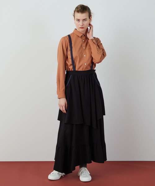 FRAPBOIS（フラボア）の「ティアードサロペ（スカート・レディース・ブラック/ベージュ・1/0）」の2枚目の写真