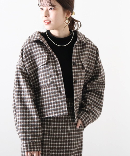 Cheek(チーク)の「ツイード短丈シャツジャケット(ブルゾン・レディース・ブラック/ブラウン・MEDIUM)」の13枚目の写真