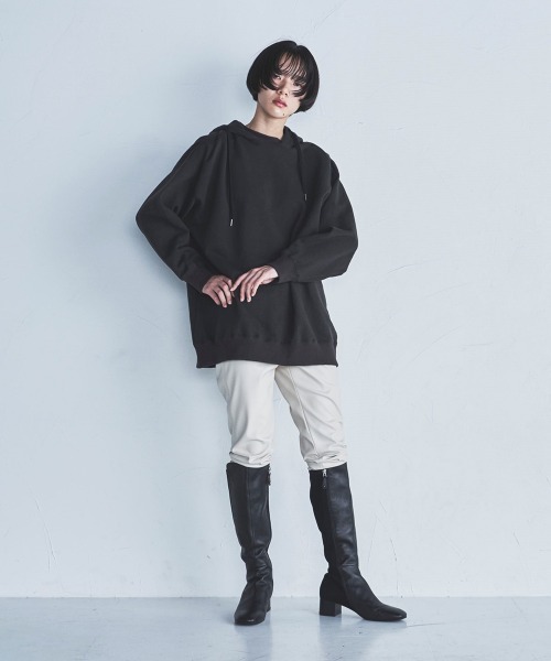 lautreamont BLEUBLANC（ロートレアモンブルーブラン）の「<lautreamont BLEUBLANC>オーバーサイズフードパーカー≪洗濯機で洗える≫（Tシャツ/カットソー・レディース・キャメル/チャコールグレー・9号）」の21枚目の写真