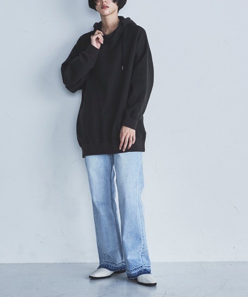 lautreamont BLEUBLANC（ロートレアモンブルーブラン）の「<lautreamont BLEUBLANC>オーバーサイズフードパーカー≪洗濯機で洗える≫（Tシャツ/カットソー・レディース・キャメル/チャコールグレー・9号）」の3枚目の写真