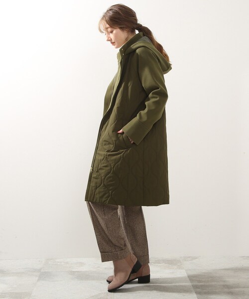 DRESKIP(ドレスキップ)の「◆発熱中綿異素材キルティングコート(その他アウター・レディース・カーキ/ブラック/ナチュラル・02/03)」の14枚目の写真