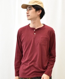 ヘンリーネック長袖ポケットＴシャツ
