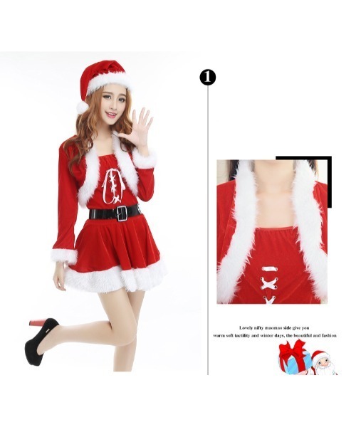 おしゃれスタ（オシャレスタ）の「【選べるプチプラサンタコスプレ】クリスマスコスチューム（コスチューム/パーティーグッズ・レディース・レッド系2/レッド系3/レッド系4/ブルー・FREE）」の21枚目の写真
