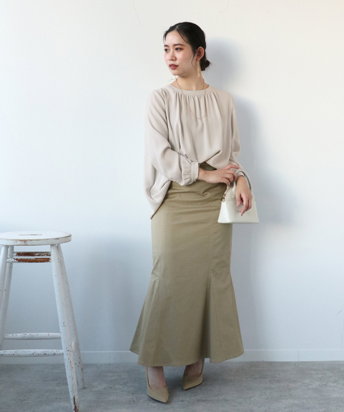 Simplicite（サンプリシテ）の「2WAYギャザーブラウス◆（シャツ/ブラウス・レディース・ベージュ/ブラック/ネイビー・FREE）」の9枚目の写真