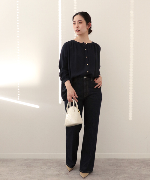 Simplicite（サンプリシテ）の「2WAYギャザーブラウス◆（シャツ/ブラウス・レディース・ベージュ/ブラック/ネイビー・FREE）」の15枚目の写真