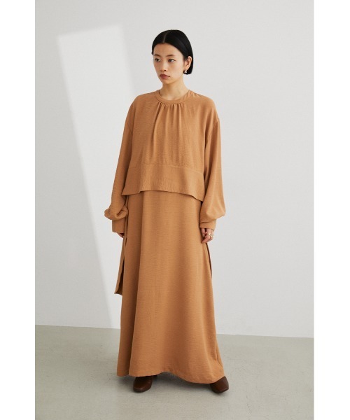 STYLEMIXER（スタイルミキサー）の「ワイドベルトレイヤードワンピース（ワンピース・レディース・ベージュ/ブラック/レッド/ミント・SMALL/MEDIUM）」の3枚目の写真