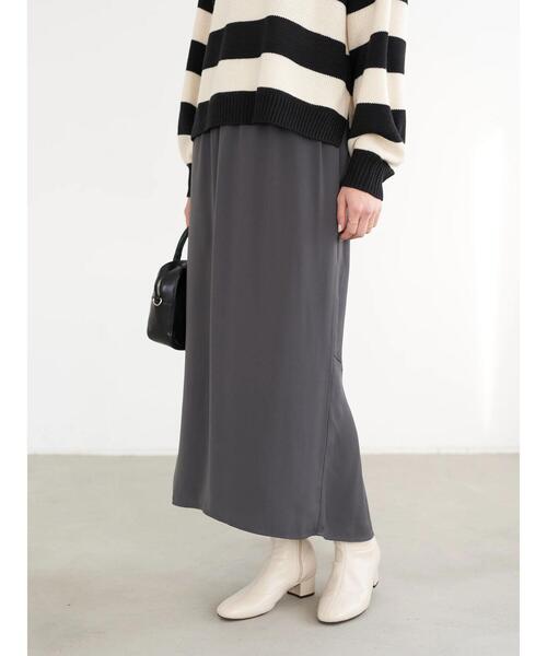 earth music&ecology（アースミュージックアンドエコロジー）の「バックマーメイドスカート（スカート・レディース・チャコールグレー/ベージュ/ブラウン・FREE）」の4枚目の写真