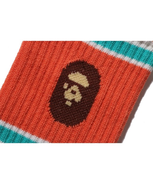 A BATHING APE(アベイシングエイプ)の「APE HEAD LINE SOCKS K(ソックス/靴下・キッズ・ホワイト/ネイビー/グリーン・SMALL/MEDIUM/LARGE)」の8枚目の写真