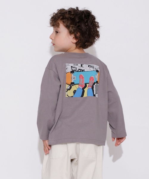 BRANSHES（ブランシェス）の「グラフィック長袖Tシャツ（Tシャツ/カットソー・キッズ・ライトグレー/オフホワイト/ベージュ/グリーン/ブラック/ブラウン/カラフル/チャコールグレー・90/120/130/150/100/110/140）」の6枚目の写真