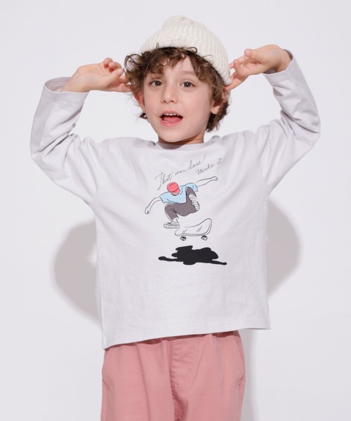 BRANSHES（ブランシェス）の「グラフィック長袖Tシャツ（Tシャツ/カットソー・キッズ・ライトグレー/オフホワイト/ベージュ/グリーン/ブラック/ブラウン/カラフル/チャコールグレー・90/120/130/150/100/110/140）」の12枚目の写真