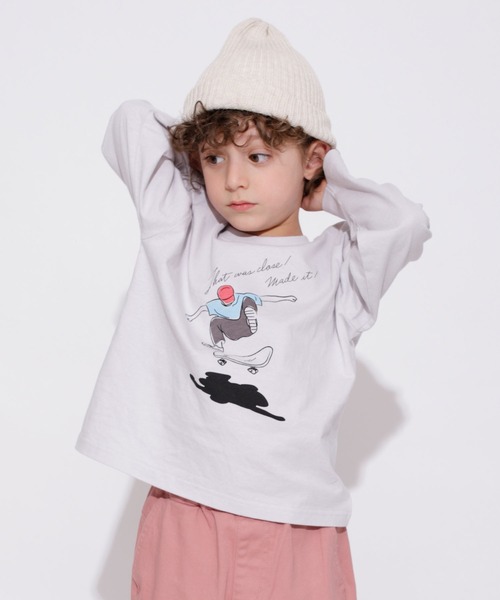 BRANSHES（ブランシェス）の「グラフィック長袖Tシャツ（Tシャツ/カットソー・キッズ・ライトグレー/オフホワイト/ベージュ/グリーン/ブラック/ブラウン/カラフル/チャコールグレー・90/120/130/150/100/110/140）」の9枚目の写真