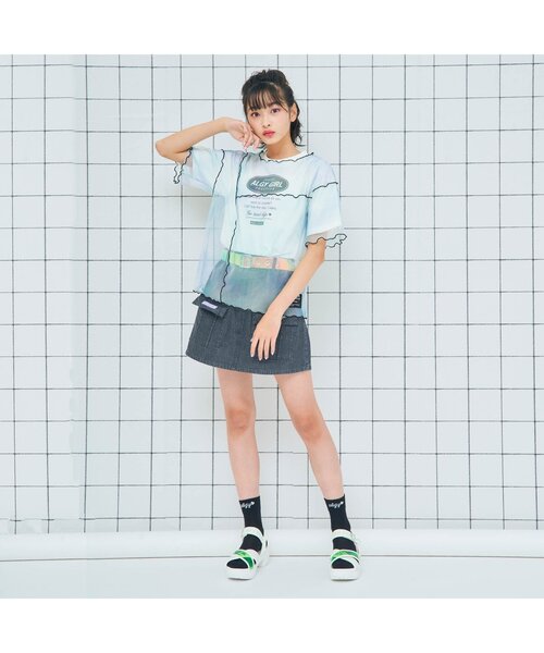 algy（アルジー）の「フロントロゴシースルーソックス（ソックス/靴下・キッズ・ブラック/オフホワイト/ミント・24/21）」の6枚目の写真