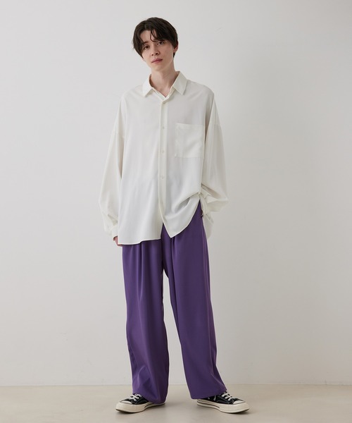 JUNRED（ジュンレッド）の「シルキードレープワイドパンツ（その他パンツ・メンズ・パープル/グリーン・S/L/M）」の11枚目の写真