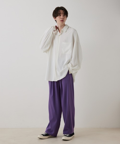 JUNRED（ジュンレッド）の「シルキードレープワイドパンツ（その他パンツ・メンズ・パープル/グリーン・S/L/M）」の12枚目の写真