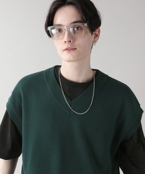 RAGEBLUE（レイジブルー）の「ミラノリブVネックニットベスト（ベスト・メンズ・ブラック/オフホワイト/ライトグリーン/ブルー/ピンク/ダークグリーン・MEDIUM/LARGE）」の16枚目の写真