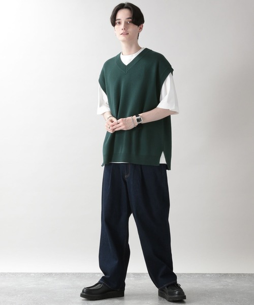 RAGEBLUE（レイジブルー）の「ミラノリブVネックニットベスト（ベスト・メンズ・ブラック/オフホワイト/ライトグリーン/ブルー/ピンク/ダークグリーン・MEDIUM/LARGE）」の20枚目の写真