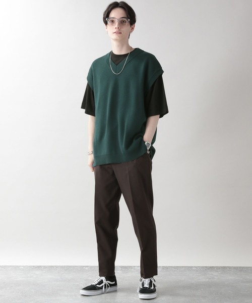 RAGEBLUE（レイジブルー）の「ミラノリブVネックニットベスト（ベスト・メンズ・ブラック/オフホワイト/ライトグリーン/ブルー/ピンク/ダークグリーン・MEDIUM/LARGE）」の13枚目の写真