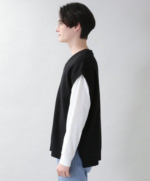 RAGEBLUE（レイジブルー）の「ミラノリブVネックニットベスト（ベスト・メンズ・ブラック/オフホワイト/ライトグリーン/ブルー/ピンク/ダークグリーン・MEDIUM/LARGE）」の21枚目の写真