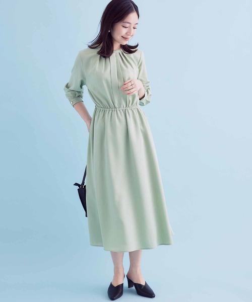 VIS（ビス）の「【EASY CARE】フロントタックワンピース【sustainable】（ワンピース・レディース・ネイビー/ライトグリーン・S/M）」の12枚目の写真