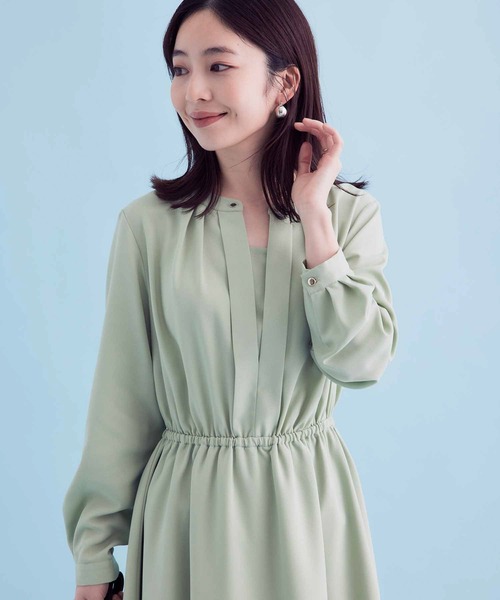 VIS（ビス）の「【EASY CARE】フロントタックワンピース【sustainable】（ワンピース・レディース・ネイビー/ライトグリーン・S/M）」の10枚目の写真