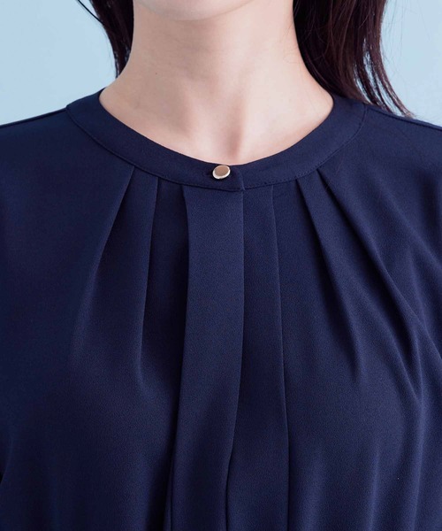 VIS（ビス）の「【EASY CARE】フロントタックワンピース【sustainable】（ワンピース・レディース・ネイビー/ライトグリーン・S/M）」の9枚目の写真