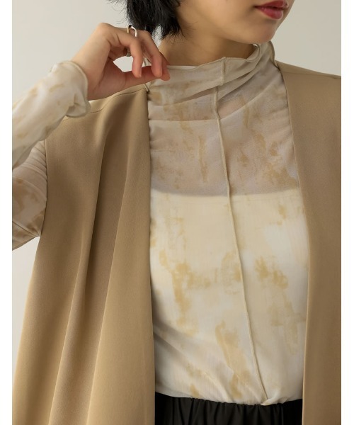 Re:EDIT（リエディ）の「[2023S/S COLLECTION]ニュアンス柄アウトーシームシアープリントトップス（その他トップス・レディース・ベージュ/グレー・MEDIUM）」の12枚目の写真