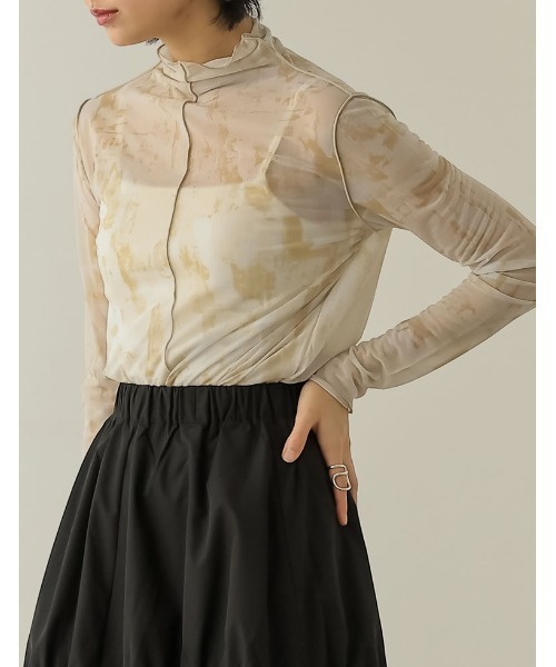 Re:EDIT（リエディ）の「[2023S/S COLLECTION]ニュアンス柄アウトーシームシアープリントトップス（その他トップス・レディース・ベージュ/グレー・MEDIUM）」の9枚目の写真