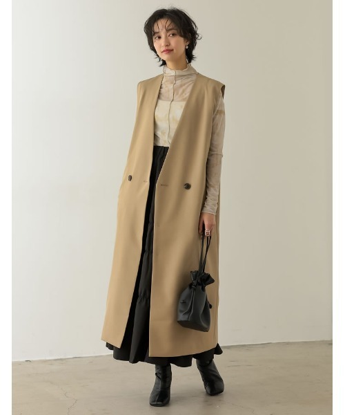 Re:EDIT（リエディ）の「[2023S/S COLLECTION]ニュアンス柄アウトーシームシアープリントトップス（その他トップス・レディース・ベージュ/グレー・MEDIUM）」の11枚目の写真