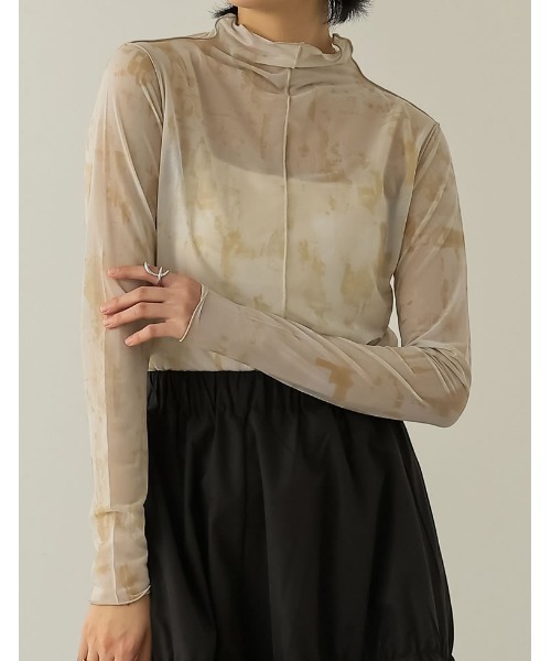 Re:EDIT（リエディ）の「[2023S/S COLLECTION]ニュアンス柄アウトーシームシアープリントトップス（その他トップス・レディース・ベージュ/グレー・MEDIUM）」の10枚目の写真