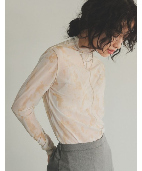 Re:EDIT（リエディ）の「[2023S/S COLLECTION]ニュアンス柄アウトーシームシアープリントトップス（その他トップス・レディース・ベージュ/グレー・MEDIUM）」の16枚目の写真