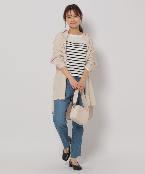 mysty woman(ミスティウーマン)の「ビッグシルエットチュニックシャツ 274155(シャツ/ブラウス・レディース・ピンク/ライトベージュ/チャコール・FREE)」の4枚目の写真