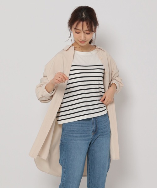 mysty woman(ミスティウーマン)の「ビッグシルエットチュニックシャツ 274155(シャツ/ブラウス・レディース・ピンク/ライトベージュ/チャコール・FREE)」の12枚目の写真