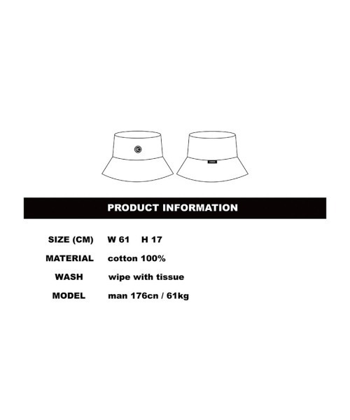 BASIC COTTON(ベーシックコットン)の「【BASIC COTTON/ベーシックコットン】COTTON BUCKET HAT/コットンバケットハット バケハ(ハット・メンズ・ブラック・ONE SIZE)」の21枚目の写真
