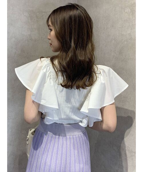 dazzlin（ダズリン）の「フリルシャツドッキングリブトップス（Tシャツ/カットソー・レディース・ブラック/オフホワイト/ピンク/グレー・FREE）」の8枚目の写真