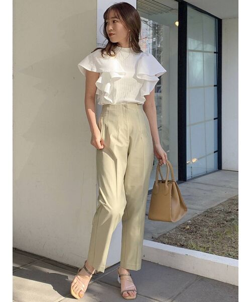 dazzlin（ダズリン）の「フリルシャツドッキングリブトップス（Tシャツ/カットソー・レディース・ブラック/オフホワイト/ピンク/グレー・FREE）」の12枚目の写真