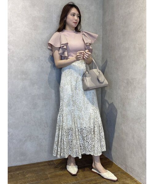 dazzlin（ダズリン）の「フリルシャツドッキングリブトップス（Tシャツ/カットソー・レディース・ブラック/オフホワイト/ピンク/グレー・FREE）」の15枚目の写真