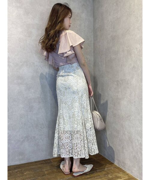 dazzlin（ダズリン）の「フリルシャツドッキングリブトップス（Tシャツ/カットソー・レディース・ブラック/オフホワイト/ピンク/グレー・FREE）」の16枚目の写真