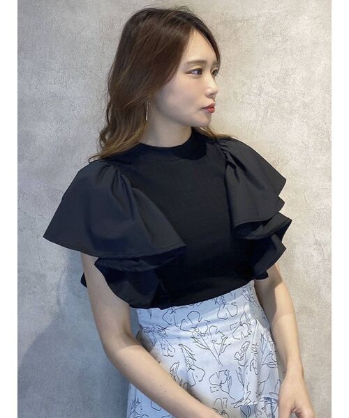 dazzlin（ダズリン）の「フリルシャツドッキングリブトップス（Tシャツ/カットソー・レディース・ブラック/オフホワイト/ピンク/グレー・FREE）」の18枚目の写真