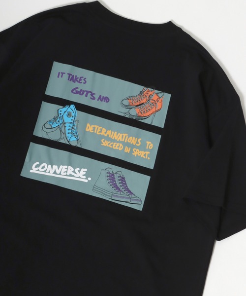 CONVERSE(コンバース)の「CONVERSE/コンバース ビッグシルエット バックプリント オールスター スニーカー イラスト フロント ワンポイント刺繍 Tシャツ(Tシャツ/カットソー・メンズ・ホワイト/ブラック/ベージュ/ブルー/ホワイト系その他/ブラック系その他・LL/M/L)」の4枚目の写真