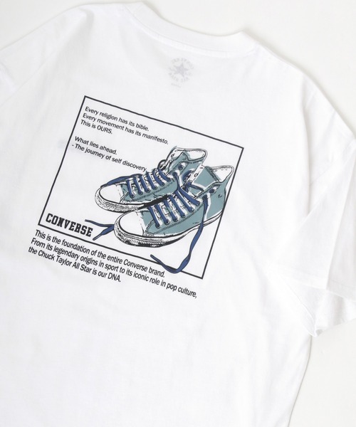 CONVERSE(コンバース)の「CONVERSE/コンバース ビッグシルエット バックプリント オールスター スニーカー イラスト フロント ワンポイント刺繍 Tシャツ(Tシャツ/カットソー・メンズ・ホワイト/ブラック/ベージュ/ブルー/ホワイト系その他/ブラック系その他・LL/M/L)」の2枚目の写真