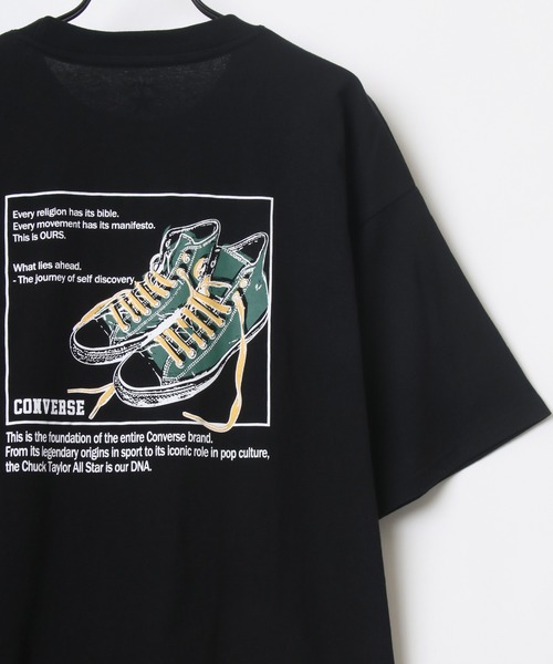 CONVERSE(コンバース)の「CONVERSE/コンバース ビッグシルエット バックプリント オールスター スニーカー イラスト フロント ワンポイント刺繍 Tシャツ(Tシャツ/カットソー・メンズ・ホワイト/ブラック/ベージュ/ブルー/ホワイト系その他/ブラック系その他・LL/M/L)」の10枚目の写真