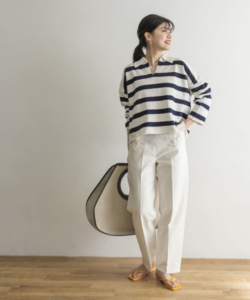 URBAN RESEARCH（アーバンリサーチ）の「『Oggi 5月号掲載』バックサテンマリンパンツ（その他パンツ・レディース・ネイビー/ホワイト・36/38）」の12枚目の写真