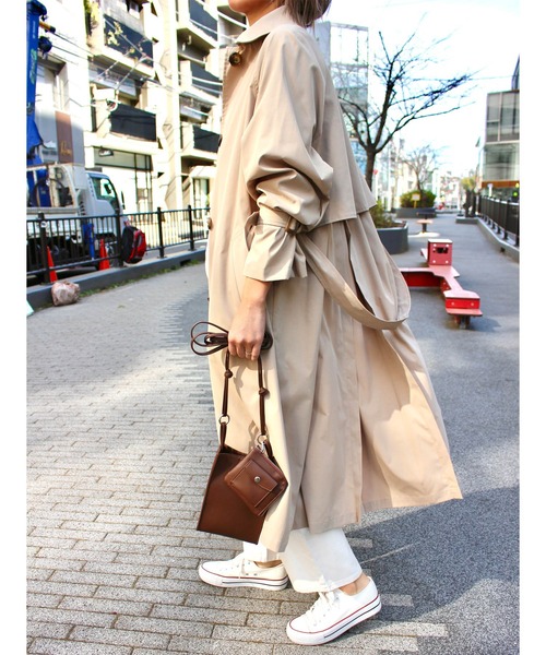 MLI'A(エムリア)の「ステンカラートレンチコート(トレンチコート・レディース・カーキ/ベージュ・M)」の4枚目の写真