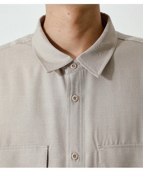 AZUL by moussy（アズールバイマウジー）の「OUTLINE STITCH CPO SHIRTS/アウトラインステッチCPOシャツ（シャツ/ブラウス・メンズ・ライトベージュ/ブラック・MEDIUM/LARGE）」の20枚目の写真