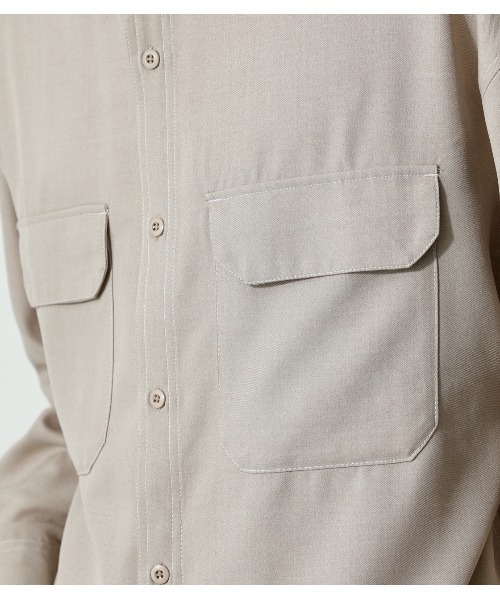 AZUL by moussy（アズールバイマウジー）の「OUTLINE STITCH CPO SHIRTS/アウトラインステッチCPOシャツ（シャツ/ブラウス・メンズ・ライトベージュ/ブラック・MEDIUM/LARGE）」の21枚目の写真