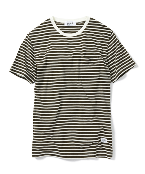 SILAS(サイラス)の「S/S BORDER POCKET TEE(MADE IN JAPAN) | 月9ドラマ【恋仲】 福士蒼汰さん着用(Tシャツ/カットソー・メンズ・チャコールグレー/ブルー/ネイビー/イエロー・SMALL/MEDIUM/LARGE)」の1枚目の写真